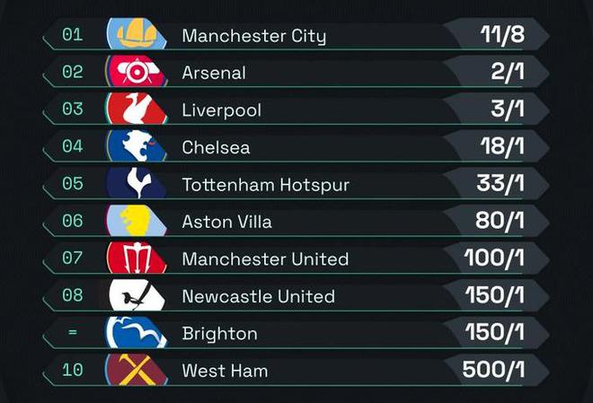 英超夺冠赔率，曼城领跑赛场风云，球迷心声共鸣