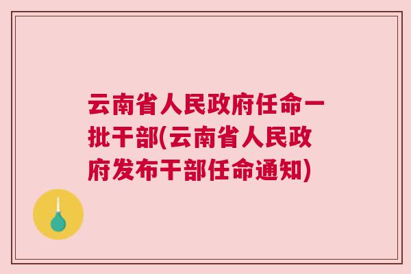 云南省干部任免最新动态更新