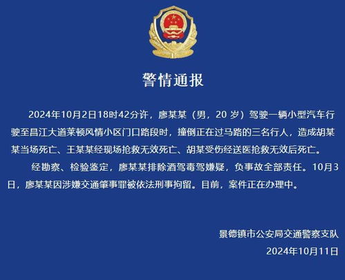 景德镇一家三口被撞身亡事件，悲剧背后的警醒与警方通报